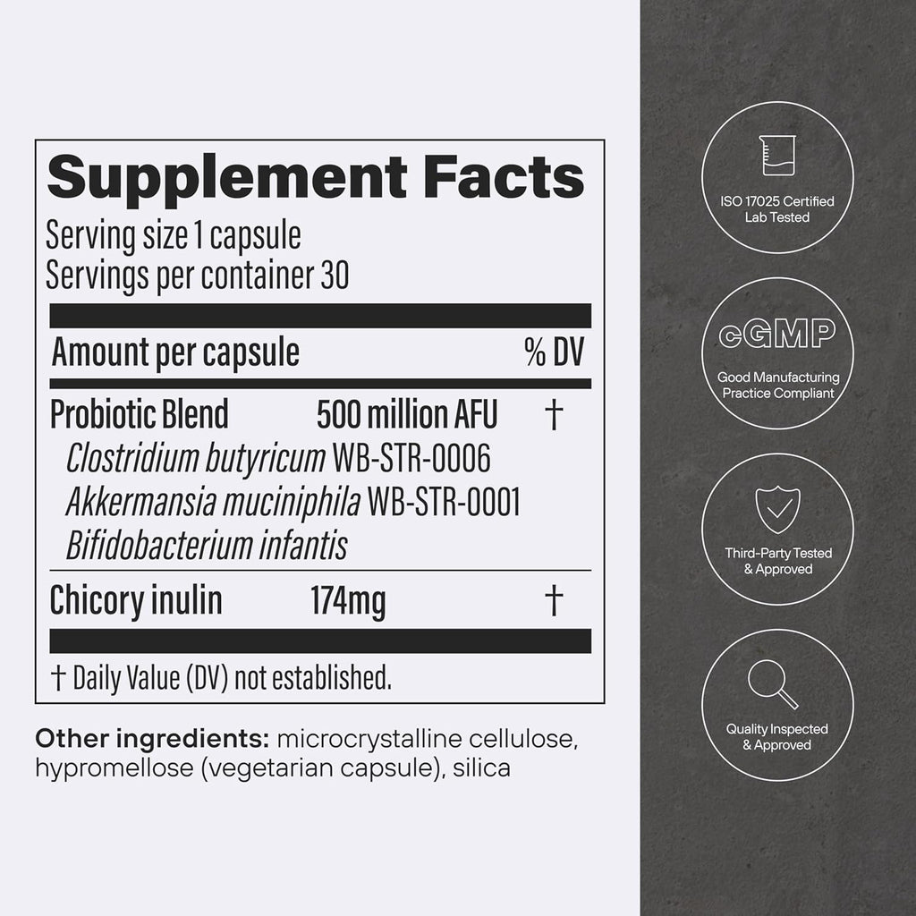 GLP-1 Probiotic Digestive Capsules - Gut Health & Weight Support (30 Count)