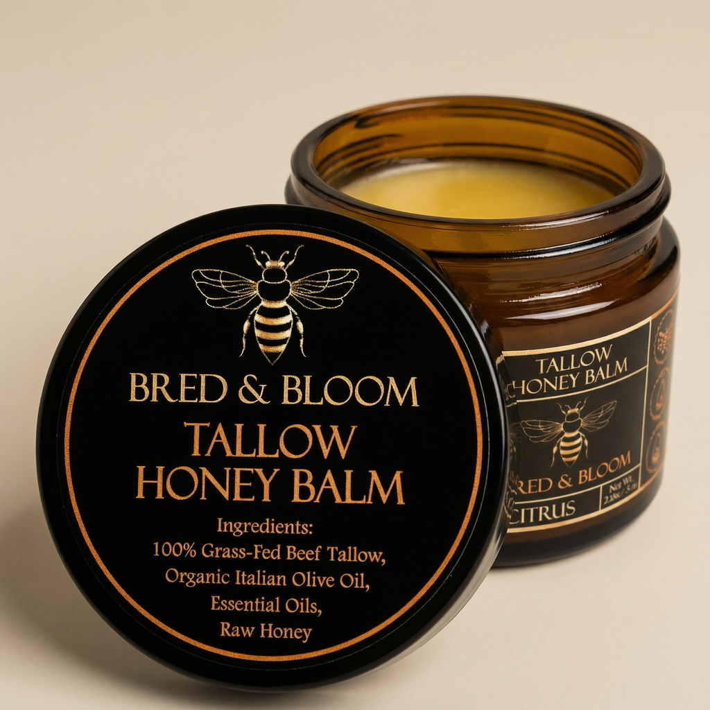 100% Grass-Fed Beef Tallow Balm with Raw Honey