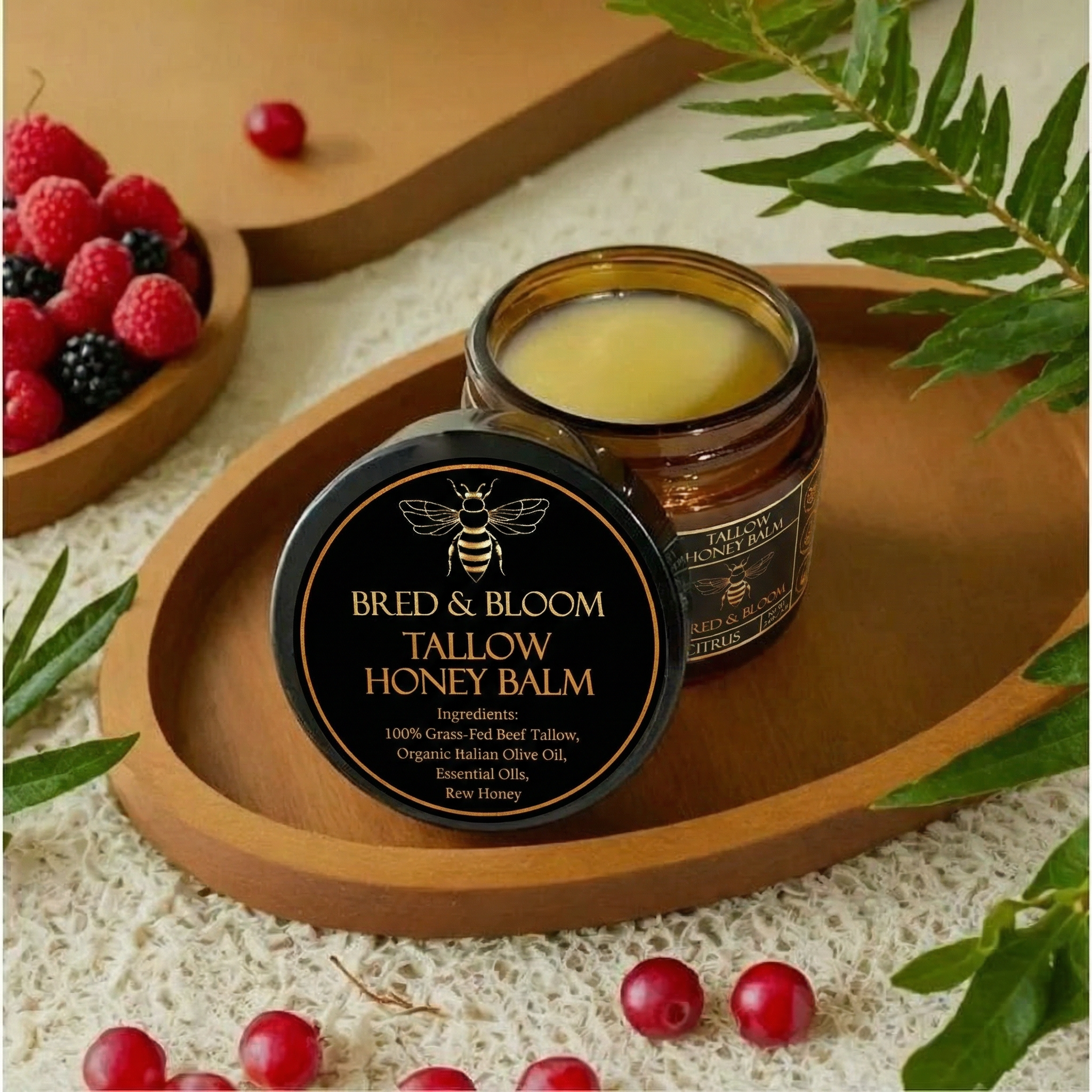 100% Grass-Fed Beef Tallow Balm with Raw Honey